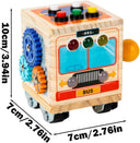 Dify || Montessori LED Busy Activity Wooden Cube || Bus Design || 3 Brainstorming Games || Educational Wooden Toy for Kids