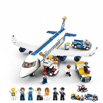 Dify Passenger Airplane Building Set, Airport Playset with Shuttle Bus, Luggage Truck, Boarding Stairs, and 7 Minifigures, STEM Toy for Kids Aged 6-12 || 2 Years Warranty || (463+ Pieces)