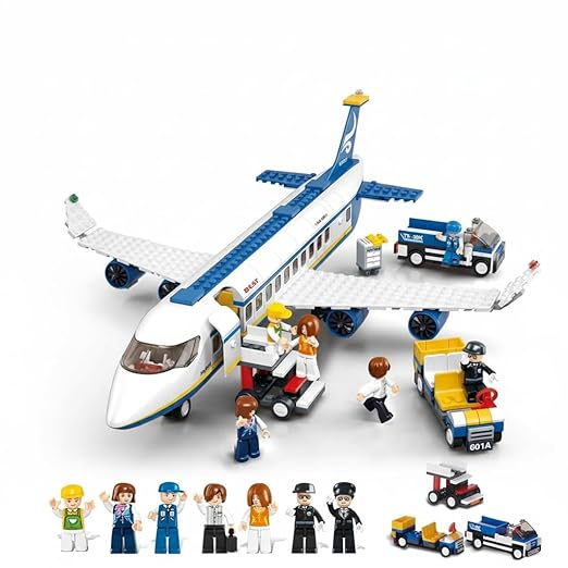 Dify Passenger Airplane Building Set, Airport Playset with Shuttle Bus, Luggage Truck, Boarding Stairs, and 7 Minifigures, STEM Toy for Kids Aged 6-12 || 2 Years Warranty || (463+ Pieces)