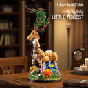 Dify Sika Deer Building Micro Blocks Set 1161 Pieces with LED Light (Complex only for 14+), Detailed Animal Model with Leafy Antlers, Floral Base and Decorative Design for Creative Assembly