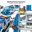 Dify Police Station Slider Building Block Set, 601+ PCS City Police Playset with Action Slider Feature, Patrol Vehicles & Accessories, STEM Construction Toy