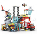 Dify Fire Station Slider Building Block Set, 651+ PCS City Fire Rescue Playset with Action Slider Feature, Fire Truck & Accessories, STEM Construction Toy