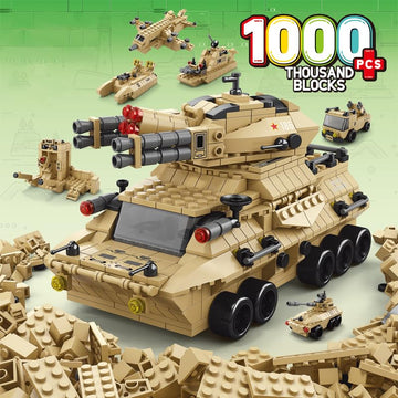Dify 6-in-1 Military Tank Building Block Set, 1000+ Pcs STEAM Kit for Kids, Build Military Vehicles & Transporters, Birthday Gift for Boys & Girls, 6 Months Structural Warranty