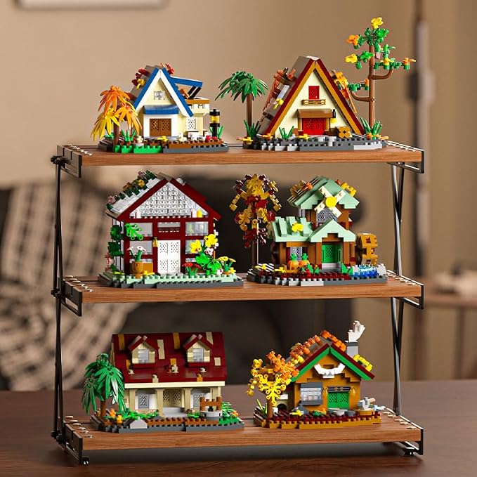 Dify 6 in 1 Forest House Building Micro Block Set, 2576 Pieces with LED Lights (Complex only for 14+), Creative Woodland House Models, Decorative Construction Toy for Display and Gifting