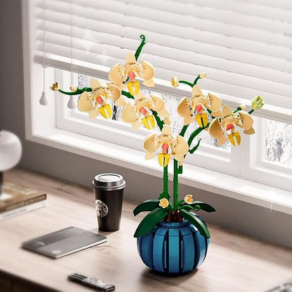 Dify Orchid Flower Building Blocks 766+ Pcs | Creative Bonsai Plant Kit for Kids Adults | Valentine's Day Gift Home Office Decor