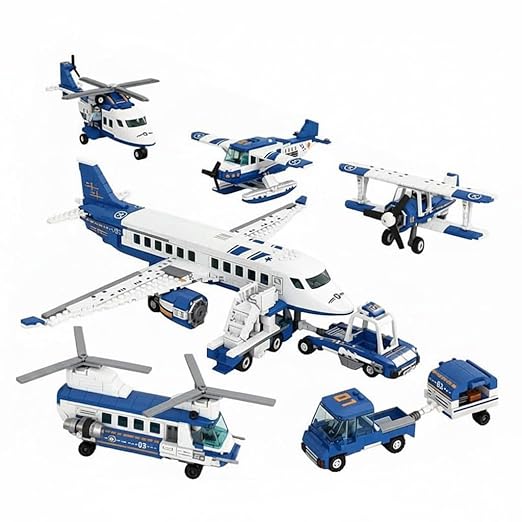 Dify 4-in-1 Airplane Building Block Set, 936+ PCS Multi-Model Aircraft Kit with Passenger Plane, Cargo Plane & Airport Vehicles, STEM Construction Toy