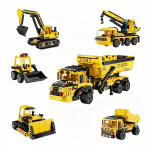 Dify 4-in-1 Construction Truck Building Block Set, 985+ PCS Multi-Model Engineering Vehicle Kit with Dump Truck, Excavator & Equipment, STEM Construction Toy Gift for Kids & Teens