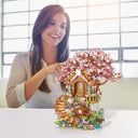 Dify Japanese Cherry Blossom Tree House Building Set, 1149+ Mini Blocks, DIY Pink Sakura House Kit with Pond & Swing, Creative Gift for Girls & Kids Ages 14+