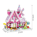 Dify Pink Candy House Building Block Set with Windmill, 614+ PCS Dream Candy Shop Toy, Mini Brick Display Model Kit for Girls, Creative Gift for Kids & Adults