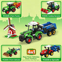 Dify 4-in-1 Tractor Building Block Set, 1010+ PCS Farm Vehicle Construction Kit with Tractor, Harvester & Attachments, STEM Toy Gift for Kids & Teens
