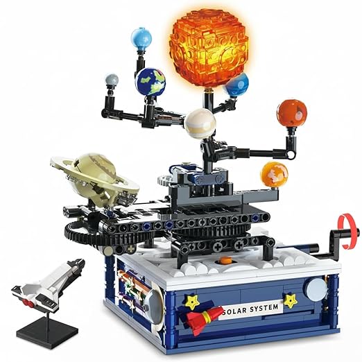 Dify Spinning Solar System Building Set – 775 PCS Rotating Planet Model with Glowing Sun & Rocket, Compatible with Major Brands, STEM Educational Toy for Boys & Girls Ages 8–14