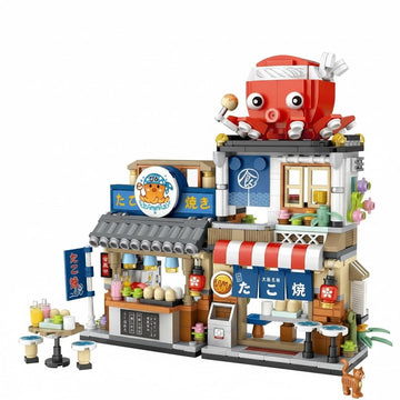 Dify Japanese Takoyaki Shop Building Blocks Set (1218 PCS) | Street View Mini Bricks Architecture Model Kit for Ages 14+ | Creative DIY Display Décor | 5 Year Structural Warranty