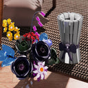 Dify Dark Purple Rose Building Blocks Set (982+ PCS) | Artificial Rose Flower DIY Model Kit | Elegant Floral Décor for Home & Office