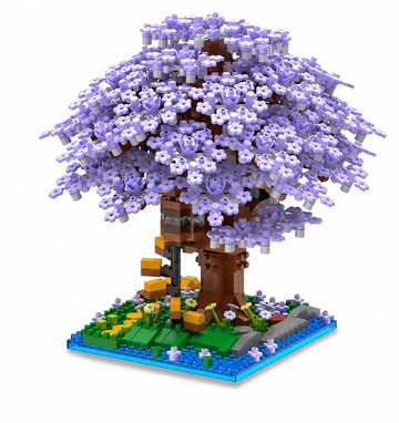 Dify Purple Cherry Blossom Tree House Building Set with LED Light, 1113+ PCS Japanese Sakura Mini Blocks, Kawaii Home Décor Gift Ages 14+, 5-Year Warranty