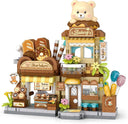 Dify Bear Cub's Bakery Mini Building Block Set with LED Lights, City Street View Bakery Shop Micro Blocks House Model, DIY Miniature Architecture Kit, Home Décor, 5-Year Warranty