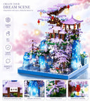 Dify Cherry Blossom Tree House Micro Building Blocks Set – 2500+ Pieces Peach Blossom Pond Architecture Kit with LED Lights, Gift for Adults & Kids, 6 Months Warranty (Ages 14+)