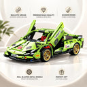 Dify Pull Back Car Building Blocks Set, 586 PCS Green Supercar Model Kit, Sports Car Building Toy for Kids, Teens & Adults | 5 Year Structural Warranty