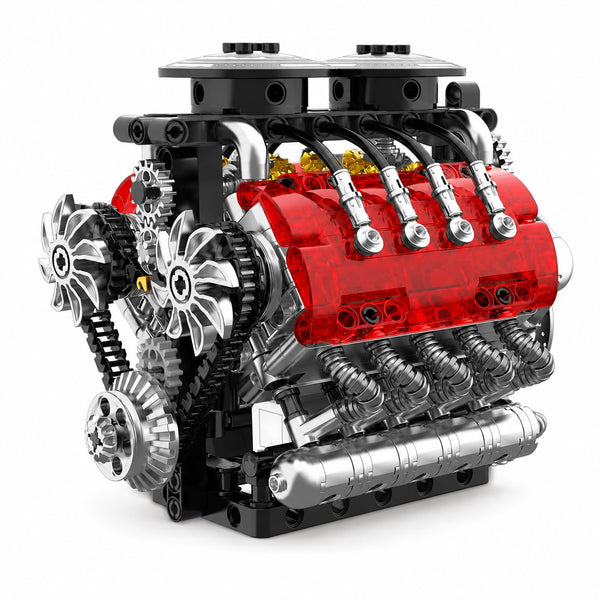Dify Twin Turbo V8 Motor Building Blocks Set, 548 PCS (Complex only for Pro Builders) Engine Model Construction Kit, Mechanical STEM Toy for Kids & Adults