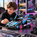 Dify Pull Back Car Building Blocks Set, 586 PCS Neon Pink & Blue Supercar Model Kit, Sports Car Building Toy for Kids, Teens & Adults | 5 Year Structural Warranty