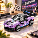 Dify Pull Back Car Building Blocks Set, 70 PCS Purple & Black Race Car Model Kit, Sports Car Building Toy for Kids, Teens & Adults | 5 Year Structural Warranty