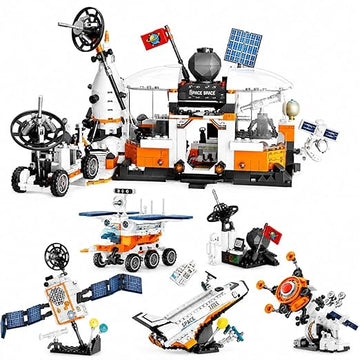 Dify 4-in-1 Space Station Building Block Set, 1078+ PCS Space Exploration Kit with Shuttle, Satellite & Modules, STEM Construction Toy Gift for Kids & Teens