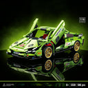 Dify Pull Back Car Building Blocks Set, 586 PCS Green Supercar Model Kit, Sports Car Building Toy for Kids, Teens & Adults | 5 Year Structural Warranty