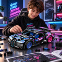 Dify Pull Back Car Building Blocks Set, 423 PCS Black, Blue & Pink Supercar Model Kit, Sports Car Building Toy for Kids, Teens & Adults | 5 Year Structural Warranty