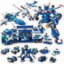 Dify Police Robot & Mini Police Car Combo Building Block Set, 835+ PCS Transforming Police Mech and Patrol Vehicle Kit, STEM Construction Toy for Kids