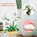 Dify Orchid Flower Building Blocks Bouquet Kit, 581+ Pcs Artificial Everlasting Flower Model for Home & Desk Décor, 6 Months Structural Warranty