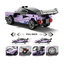 Dify Pull Back Car Building Blocks Set, 70 PCS Purple & Black Race Car Model Kit, Sports Car Building Toy for Kids, Teens & Adults | 5 Year Structural Warranty
