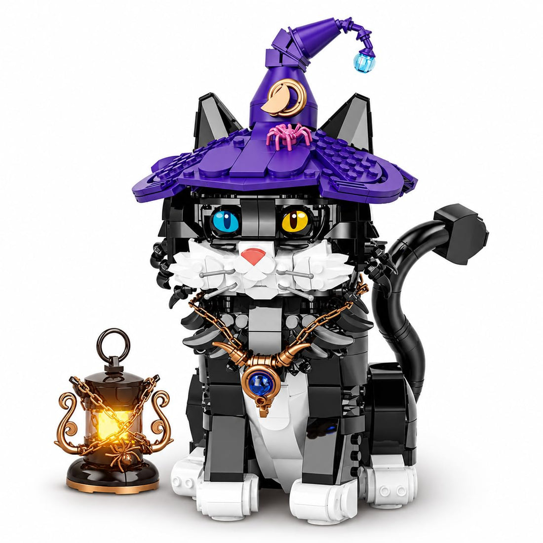 Dify Magic Cat Building Block Set, 1128 Pcs Animal Model with Light-Up Design, Changeable Eyes, DIY Construction Toy, Creative STEM Gift for Children, Teens and Adults