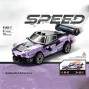 Dify Pull Back Car Building Blocks Set, 70 PCS Purple & Black Race Car Model Kit, Sports Car Building Toy for Kids, Teens & Adults | 5 Year Structural Warranty