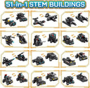 Dify 51-in-1 SWAT Robot Building Block Set, 700 PCS Police Vehicle & Helicopter Construction Kit, STEM Engineering Toy for Kids Ages 10+, 5-Year Structural Warranty