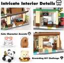 Dify Bear Cub's Bakery Mini Building Block Set with LED Lights, City Street View Bakery Shop Micro Blocks House Model, DIY Miniature Architecture Kit, Home Décor, 5-Year Warranty