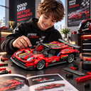 Dify Pull Back Car Building Blocks Set, 426 PCS Red Race Car Model Kit, Sports Car Building Toy for Kids, Teens & Adults | 5 Year Structural Warranty