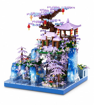 Dify Cherry Blossom Tree House Micro Building Blocks Set – 2500+ Pieces Peach Blossom Pond Architecture Kit with LED Lights, Gift for Adults & Kids, 6 Months Warranty (Ages 14+)