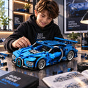 Dify Pull Back Car Building Blocks Set, 423 PCS Blue Supercar Model Kit, Sports Car Building Toy for Kids, Teens & Adults | 5 Year Structural Warranty
