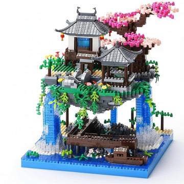 Dify Cherry Blossom Bonsai Tree Building Set, 3200+ PCS Micro Mini Blocks, Japanese Sakura Tree with 2 LED Lights, Chinese Pond Architecture Model Kit, Ages 14+, 5 Year Structural Warranty