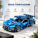 Dify Pull Back Car Building Blocks Set, 423 PCS Blue Supercar Model Kit, Sports Car Building Toy for Kids, Teens & Adults | 5 Year Structural Warranty