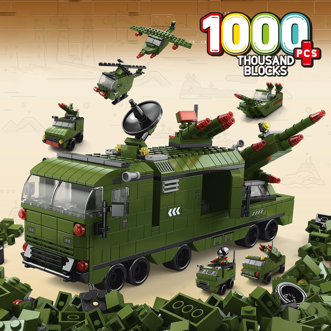 Dify 6-in-1 Military Aircraft Building Block Set Toys | STEM Kit for Kids | Build Fighter Jets, Bombers & More (1000+ Pcs) | Birthday Gift for Boys & Girls
