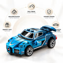 Dify Pull Back Car Building Blocks Set, 64 PCS Blue Race Car Model Kit, Sports Car Building Toy for Kids, Teens & Adults | 5 Year Structural Warranty