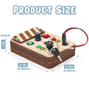 Dify || Montessori Wooden Busy Board || with LED Lights, 4 Switchers, Wire and Key Switch || Alphabets Theme Stickers