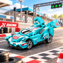 Dify Pull Back Car Building Blocks Set, 86 PCS Teal Race Car Model Kit, Sports Car Building Toy for Kids, Teens & Adults | 5 Year Structural Warranty