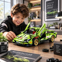 Dify Pull Back Car Building Blocks Set, 586 PCS Green Supercar Model Kit, Sports Car Building Toy for Kids, Teens & Adults | 5 Year Structural Warranty