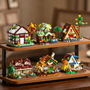 Dify 6 in 1 Forest House Building Micro Block Set, 2576 Pieces with LED Lights (Complex only for 14+), Creative Woodland House Models, Decorative Construction Toy for Display and Gifting