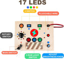Dify || Montessori Wooden Busy Board || 17 LED Light || Variable Theme Stickers