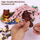 Dify Capybara Cherry Blossom Bonsai Tree House Building Set, 2280+ PCS Micro Mini Blocks, Cute Animal Sakura Cabin DIY Kit, Desk Décor Craft Toy for Ages 14+