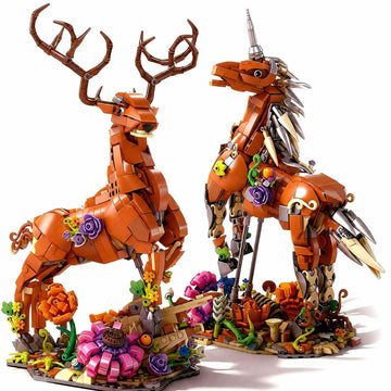 Dify Unicorn Deer Building Block Set, 1367+ PCS Wildlife Animal Model Kit, Creative Construction Toy, STEM Educational Gift for Kids, 5-Year Structural Warranty