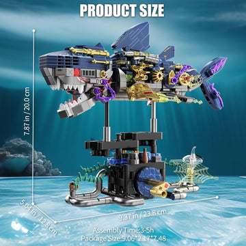 Dify || Mechanical Shark Building Set || 699 Pcs || Rotatable STEM Sea Animal Toy with Display Stand | 5 Year Structural Warranty