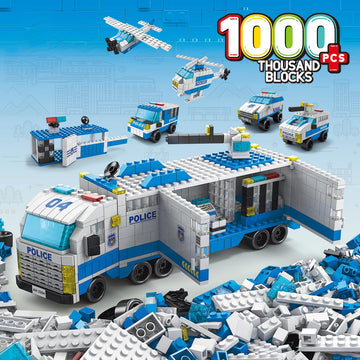 Dify 6-in-1 Police Car Building Block Set Toys | STEAM Educational Kit for Kids | Build Police Cars, Patrol Trucks & More (1000+ Pcs) | Birthday Gift for Boys & Girls | 5 Year Structural Warranty